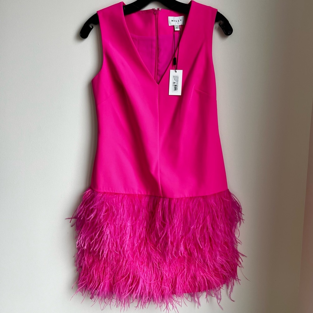 Milly Pink Feather Shift Dress